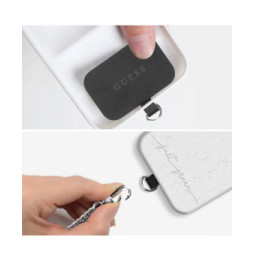 Guess Cordon Bandoulière Smartphone Longueur 150cm avec Accroche Argent et Noir