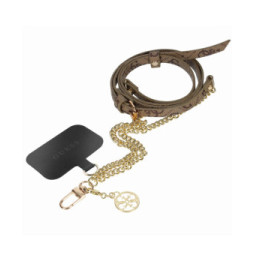 Guess Cordon Bandoulière Smartphone Longueur 150cm avec Accroche Universelle Marron Clair