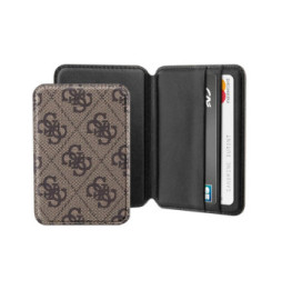 Guess Porte-cartes MagSafe élégant avec Fixation magnétique sécurisée Marron
