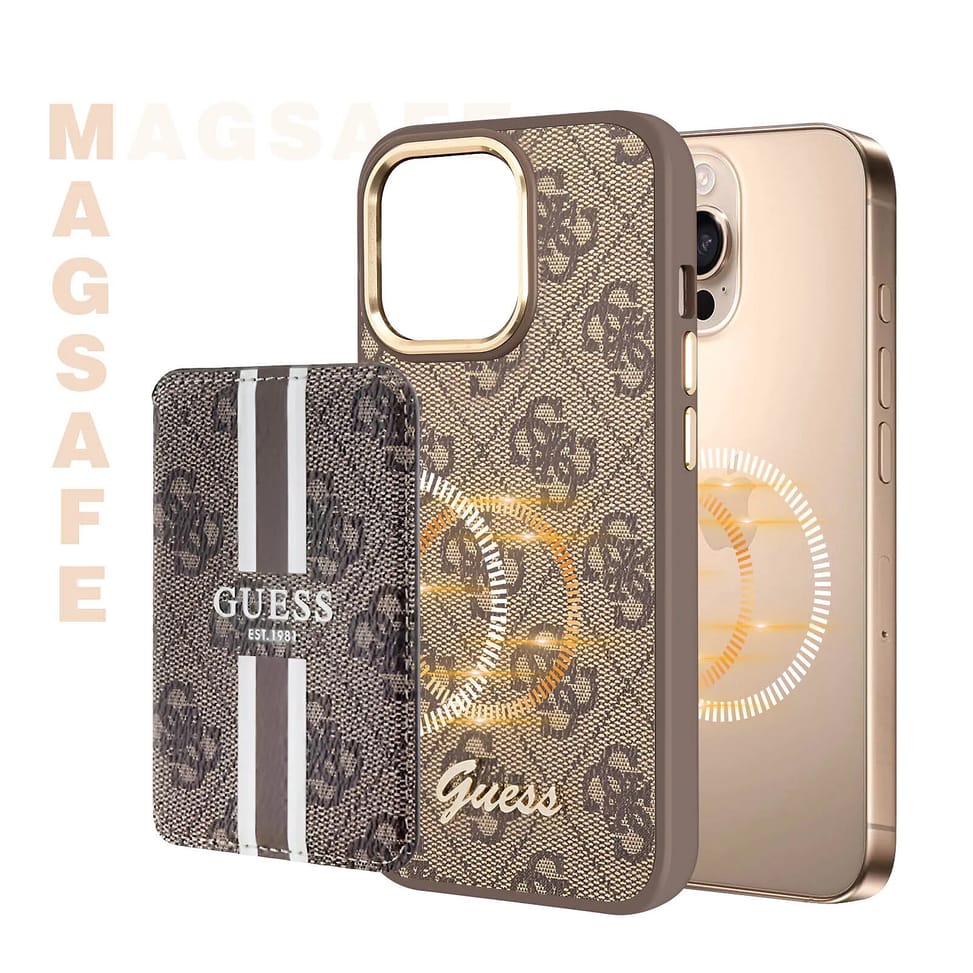 Guess Porte-cartes MagSafe élégant avec Fixation magnétique sécurisée Marron — image 3