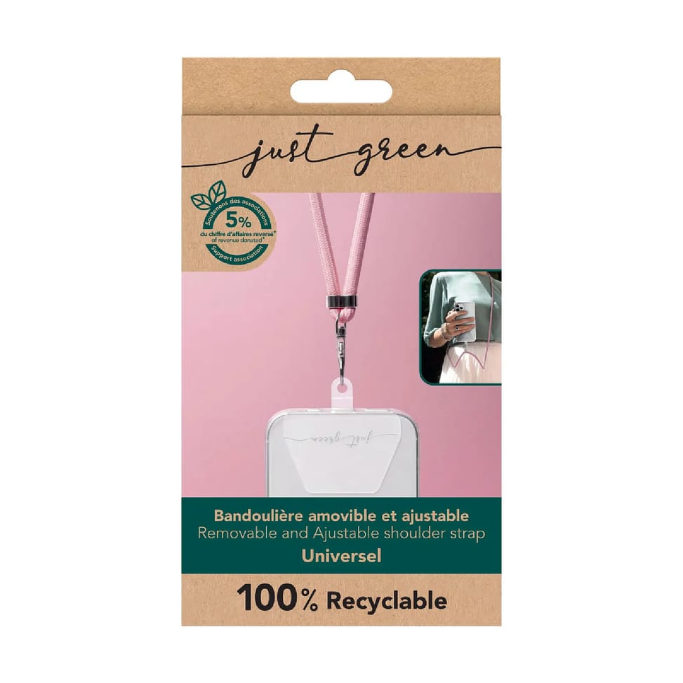 JUST GREEN Bandoulière pour Téléphone Universel Amovible avec Système de Fixation sur Coque Rose — image 4