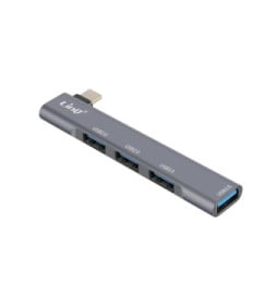 LinQ Adaptateur HUB USB C pour MacBook avec 4x USB 3.0 5Gbps OTG Argent