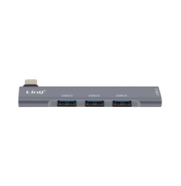 LinQ Adaptateur HUB USB C pour MacBook avec 4x USB 3.0 5Gbps OTG Argent
