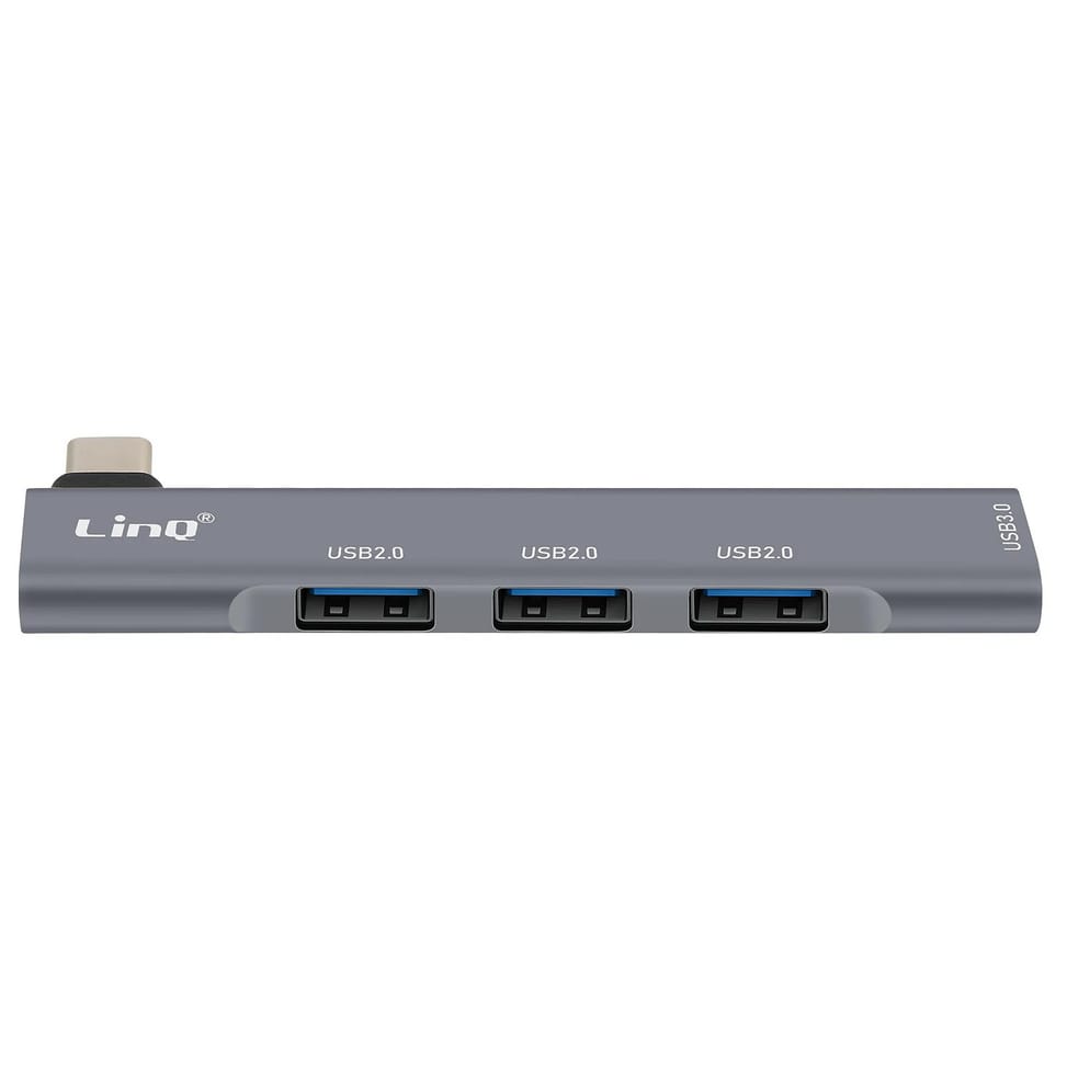 LinQ Adaptateur HUB USB C pour MacBook avec 4x USB 3.0 5Gbps OTG Argent — image 2