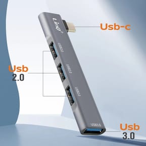 LinQ Adaptateur HUB USB C pour MacBook avec 4x USB 3.0 5Gbps OTG Argent — image 3