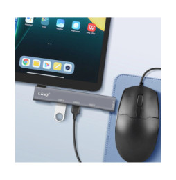 LinQ Adaptateur HUB USB C pour MacBook avec 4x USB 3.0 5Gbps OTG Argent