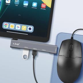 LinQ Adaptateur HUB USB C pour MacBook avec 4x USB 3.0 5Gbps OTG Argent — image 4