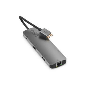 LinQ Hub 2 USB-C Multiports 7-en-2 PD 100W Ethernet Modèle D2 Pro MST Gris