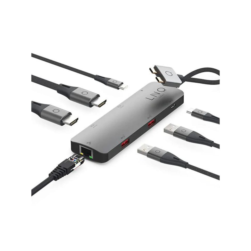 LinQ Hub 2 USB-C Multiports 7-en-2 PD 100W Ethernet Modèle D2 Pro MST Gris — image 5