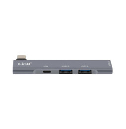 LinQ Hub 4 en 1 USB C avec Charge USB C 60W et 3 Ports USB 3.0 et 2.0 Argent