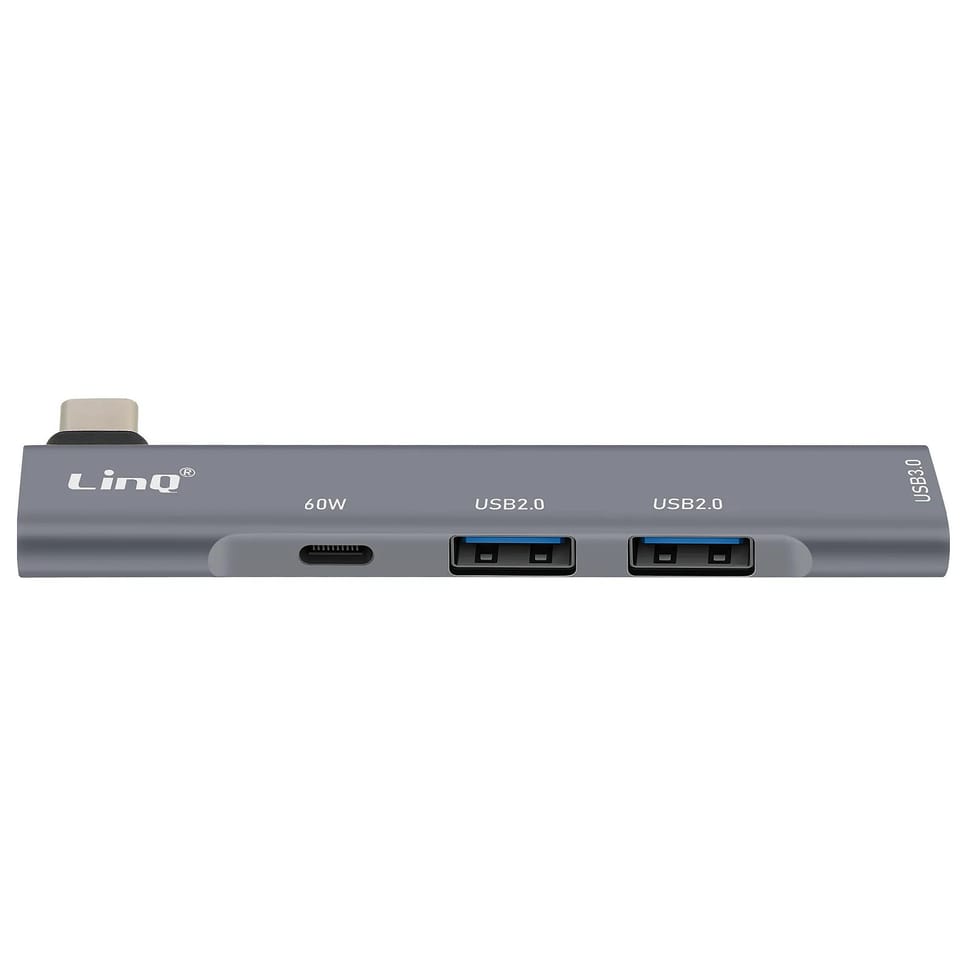 LinQ Hub 4 en 1 USB C avec Charge USB C 60W et 3 Ports USB 3.0 et 2.0 Argent — image 2