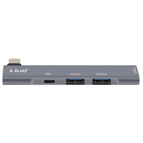 LinQ Hub 4 en 1 USB C avec Charge USB C 60W et 3 Ports USB 3.0 et 2.0 Argent — image 2