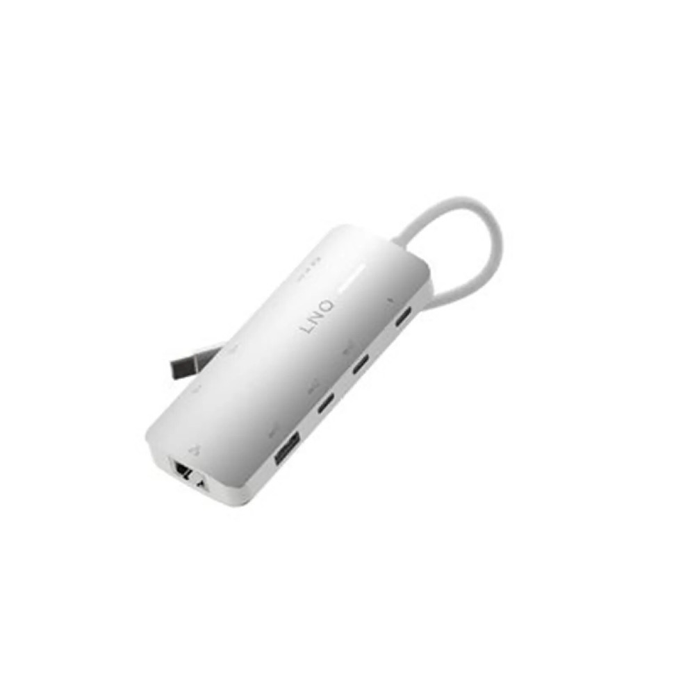 LinQ Hub Multiport Pro 8-en-1 HDMI 8K USB-C Power Delivery 140W 10Gbps Gris