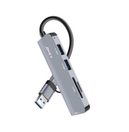 LinQ Hub USB C et USB avec USB 3.0 + 2x USB 2.0 Lecteur Cartes SD et TF Noir