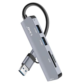 LinQ Hub USB C et USB avec USB 3.0 + 2x USB 2.0 Lecteur Cartes SD et TF Noir — image 2