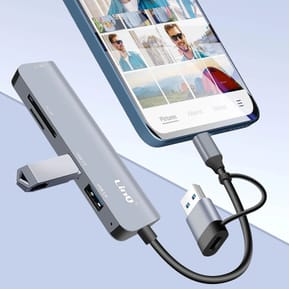 LinQ Hub USB C et USB avec USB 3.0 + 2x USB 2.0 Lecteur Cartes SD et TF Noir — image 4