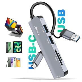 LinQ Hub USB C et USB avec USB 3.0 + 2x USB 2.0 Lecteur Cartes SD et TF Noir — image 5