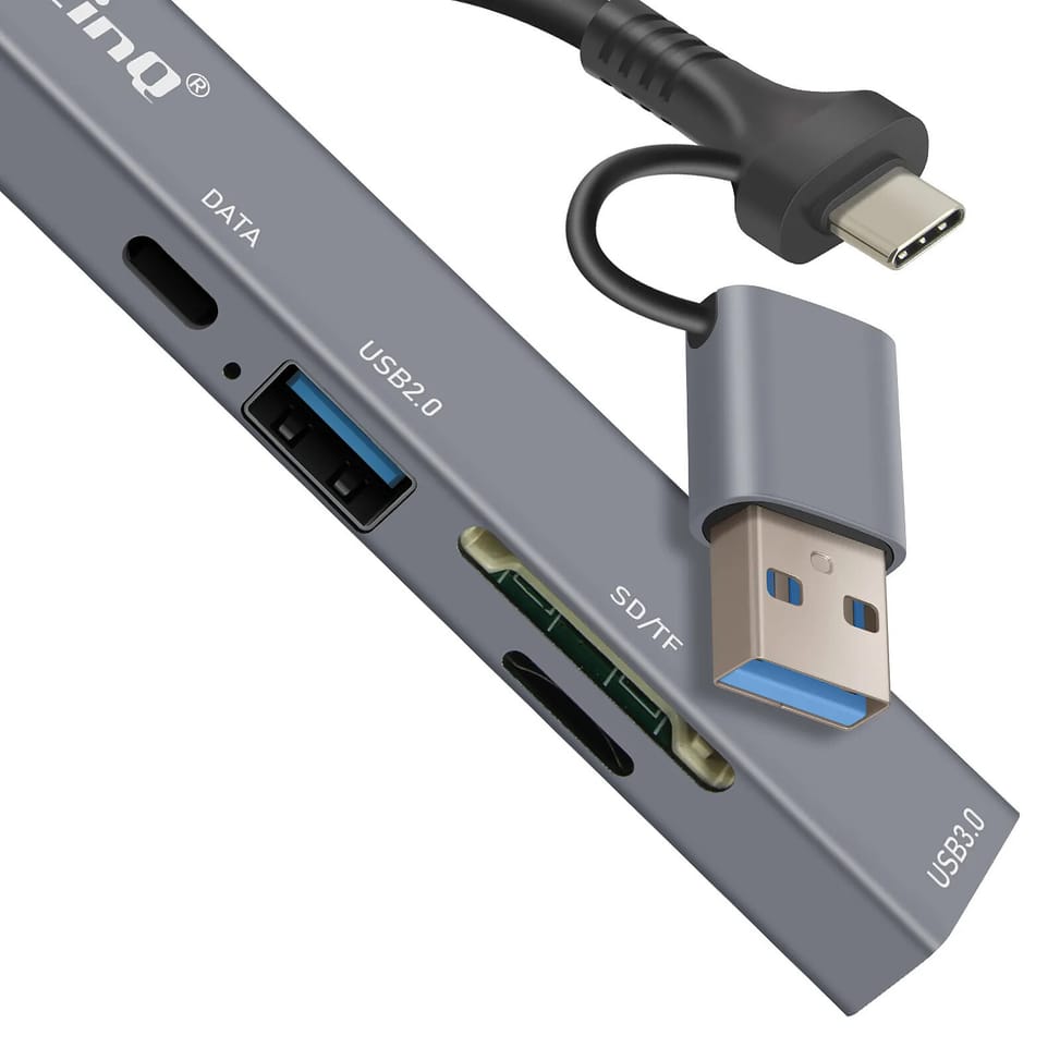 LinQ Hub USB C et USB avec USB-C + USB 2.0 + 3.0 Lecteur Cartes SD et TF Noir — image 2
