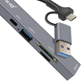 LinQ Hub USB C et USB avec USB-C + USB 2.0 + 3.0 Lecteur Cartes SD et TF Noir — image 2