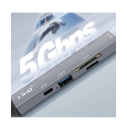 LinQ Hub USB C et USB avec USB-C + USB 2.0 + 3.0 Lecteur Cartes SD et TF Noir