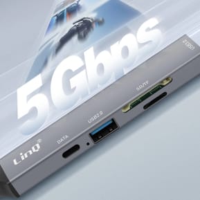 LinQ Hub USB C et USB avec USB-C + USB 2.0 + 3.0 Lecteur Cartes SD et TF Noir — image 3