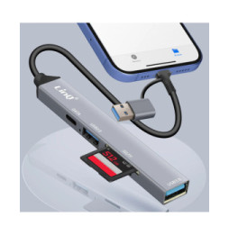 LinQ Hub USB C et USB avec USB-C + USB 2.0 + 3.0 Lecteur Cartes SD et TF Noir