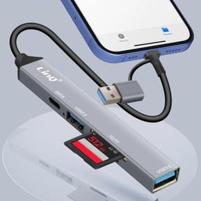 LinQ Hub USB C et USB avec USB-C + USB 2.0 + 3.0 Lecteur Cartes SD et TF Noir — image 4