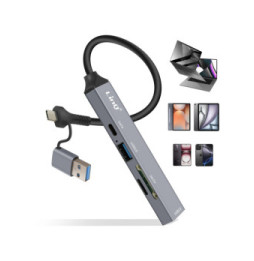 LinQ Hub USB C et USB avec USB-C + USB 2.0 + 3.0 Lecteur Cartes SD et TF Noir