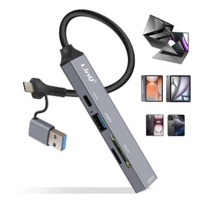 LinQ Hub USB C et USB avec USB-C + USB 2.0 + 3.0 Lecteur Cartes SD et TF Noir — image 5