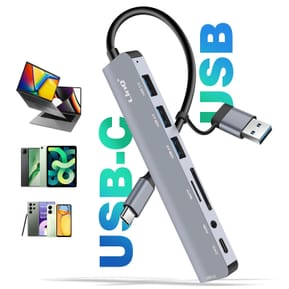 LinQ Hub USB Support OTG 5 Gbps Lecteur Carte SD / TF et Audio Jack 3.5mm Gris — image 5