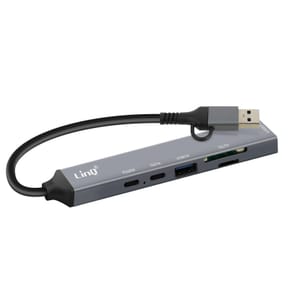 LinQ Hub USB Support OTG USB-C Power Delivery 60W et Lecteur Carte SD / TF Gris — image 2