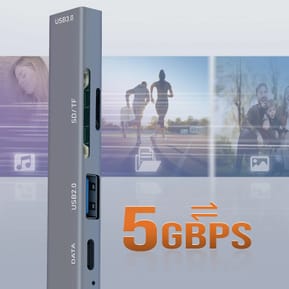 LinQ Hub USB Support OTG USB-C Power Delivery 60W et Lecteur Carte SD / TF Gris — image 3