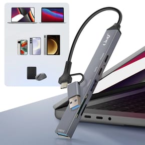 LinQ Hub USB Support OTG USB-C Power Delivery 60W et Lecteur Carte SD / TF Gris — image 4