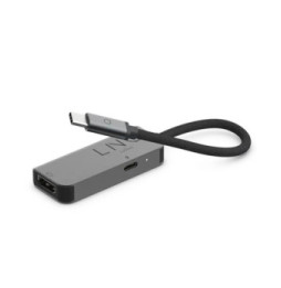 LinQ Hub USB-C 2-en-1 100W Power Delivery Double HDMI 4K 60Hz en Aluminium Gris