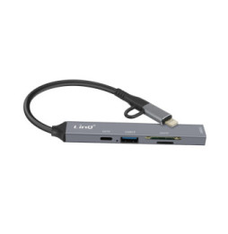LinQ Hub USB-C et Lightning OTG 1x Port USB-C + 2x USB + Carte SD / TF Noir