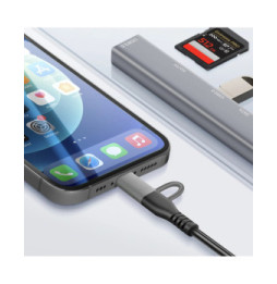 LinQ Hub USB-C et Lightning OTG 1x Port USB-C + 2x USB + Carte SD / TF Noir