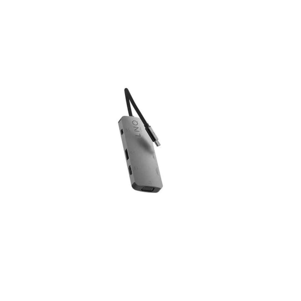 LinQ Hub USB-C Multiports 7-en-1 PD 100W HDMI Triple Affichage 4K/VGA/USB-A Gris — image 2