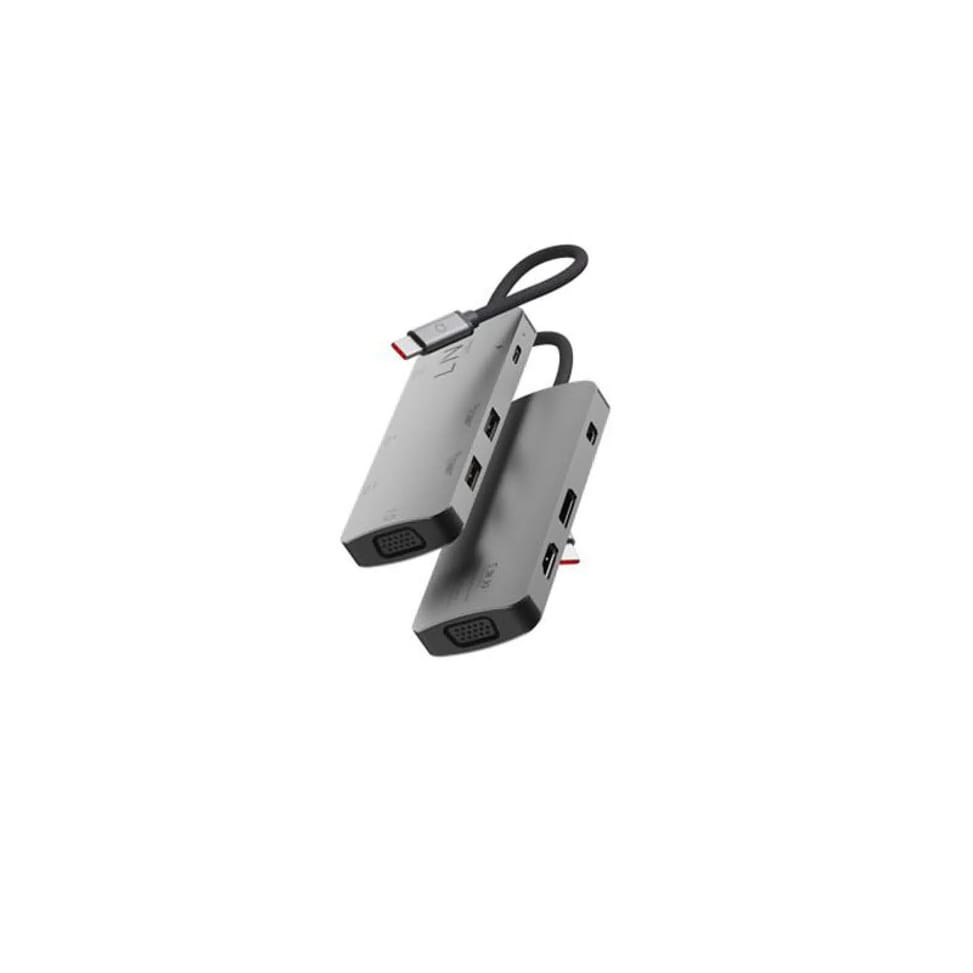 LinQ Hub USB-C Multiports 7-en-1 PD 100W HDMI Triple Affichage 4K/VGA/USB-A Gris — image 5