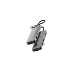 LinQ Hub USB-C Multiports 7-en-1 PD 100W HDMI Triple Affichage 4K/VGA/USB-A Gris