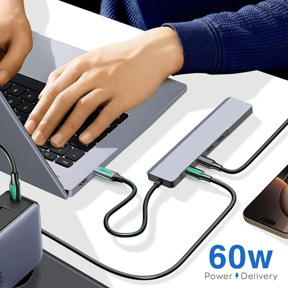 LinQ Hub USB-C OTG vers 3x USB C 5Gbps + USB 3.0 + USB C Power Delivery 60W Noir — image 4