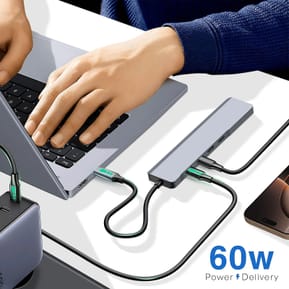 LinQ Hub USB-C OTG vers 3x USB C 5Gbps + USB 3.0 + USB C Power Delivery 60W Noir — image 4