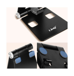 LinQ Mini Support Bureau Noir Pliable pour Smartphone, Ultra Compact