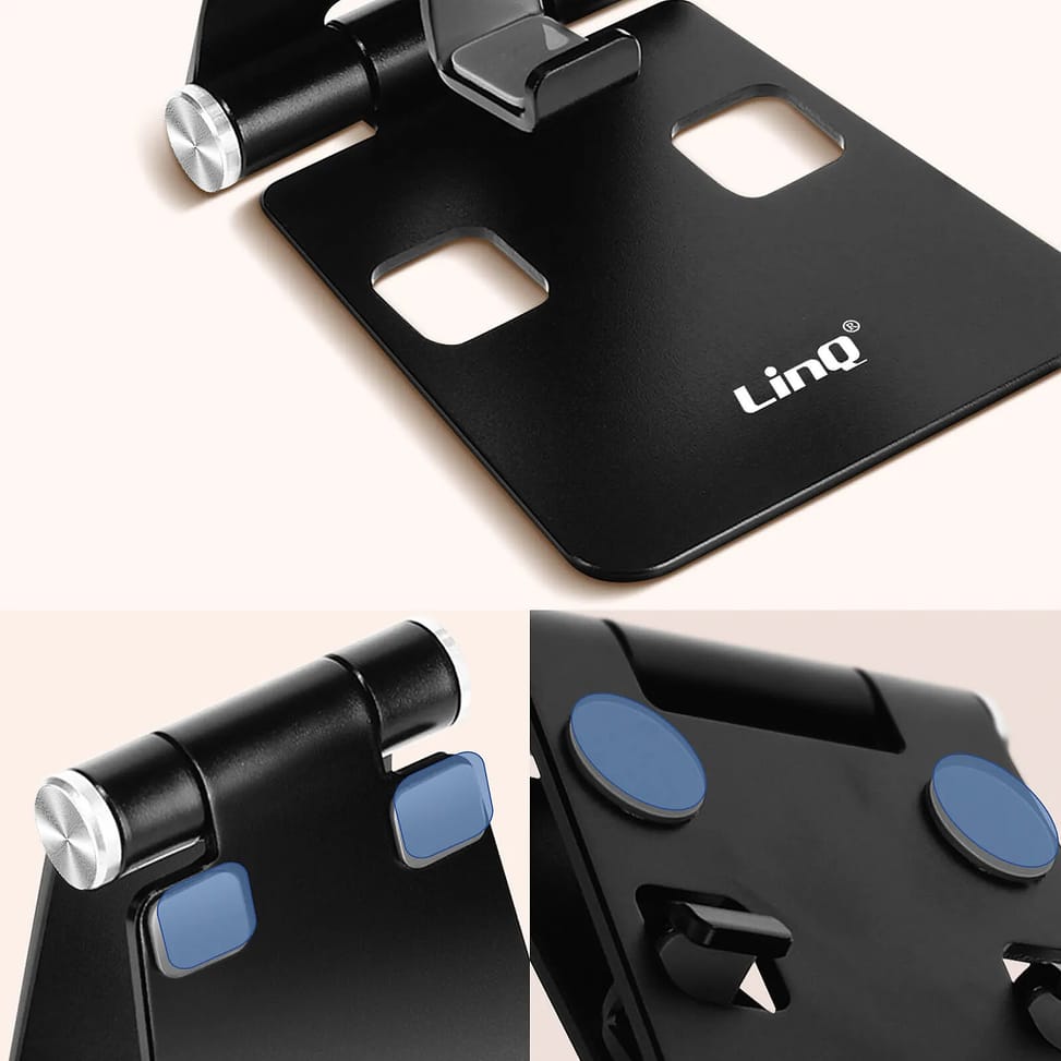 LinQ Mini Support Bureau Noir Pliable pour Smartphone, Ultra Compact — image 3