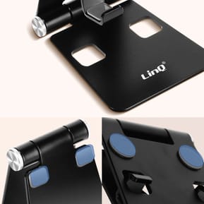 LinQ Mini Support Bureau Noir Pliable pour Smartphone, Ultra Compact — image 3