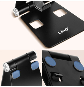 LinQ Mini Support Bureau Noir Pliable pour Smartphone, Ultra Compact