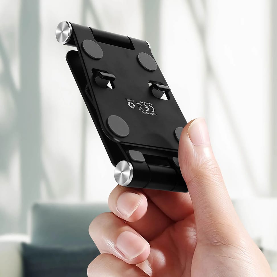 LinQ Mini Support Bureau Noir Pliable pour Smartphone, Ultra Compact — image 4