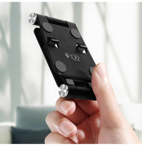 LinQ Mini Support Bureau Noir Pliable pour Smartphone, Ultra Compact