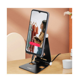 LinQ Mini Support Bureau Noir Pliable pour Smartphone, Ultra Compact