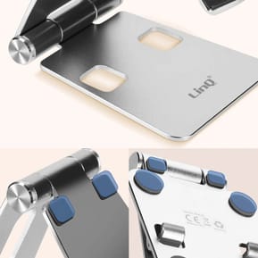 LinQ Mini Support Bureau Pliable Argent pour Smartphone, — image 3