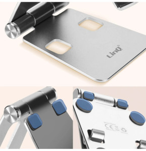 LinQ Mini Support Bureau Pliable Argent pour Smartphone,